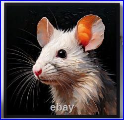 ORIGINAL Oil PAINTING on Canvas Mouse Textured Artwork 8x8 in Custom Order