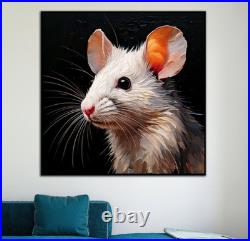 ORIGINAL Oil PAINTING on Canvas Mouse Textured Artwork 8x8 in Custom Order
