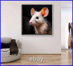 ORIGINAL Oil PAINTING on Canvas Mouse Textured Artwork 8x8 in Custom Order