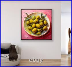 ORIGINAL Oil PAINTING on Canvas Olives Textured Artwork 12x12 in Custom Order