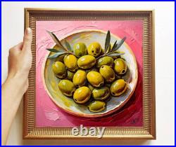 ORIGINAL Oil PAINTING on Canvas Olives Textured Artwork 12x12 in Custom Order