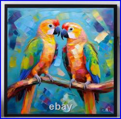 ORIGINAL Oil PAINTING on Canvas Parrot 12x12 in Textured Artwork Custom Order