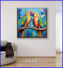ORIGINAL Oil PAINTING on Canvas Parrot 12x12 in Textured Artwork Custom Order