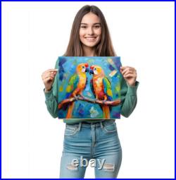 ORIGINAL Oil PAINTING on Canvas Parrot 12x12 in Textured Artwork Custom Order