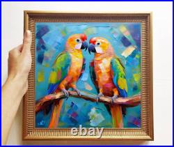 ORIGINAL Oil PAINTING on Canvas Parrot 12x12 in Textured Artwork Custom Order