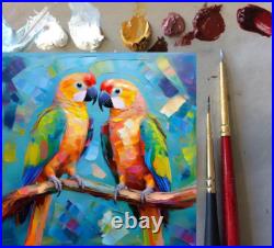 ORIGINAL Oil PAINTING on Canvas Parrot 12x12 in Textured Artwork Custom Order