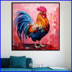 ORIGINAL Oil PAINTING on Canvas Rooster Textured Art 12x12 in Custom Order