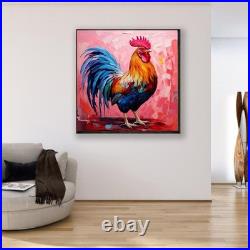 ORIGINAL Oil PAINTING on Canvas Rooster Textured Art 12x12 in Custom Order