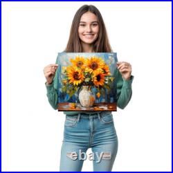 ORIGINAL Oil PAINTING on Canvas Sunflowers Textured Art 12x12 in Custom Order