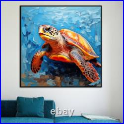 ORIGINAL Oil PAINTING on Canvas Turtle Textured Art 12x12 in Custom Order