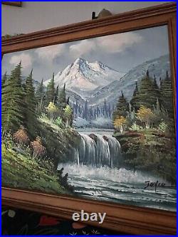 ORIGINAL Oil on Canvas Landscape Outdoor Scene Framed Painting Signed Joyce