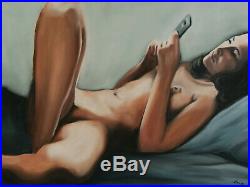 ORIGINAL Signed Handmade Oil painting on canvas. 23x17''. Figure. Nude