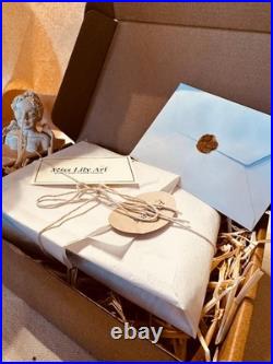 ORIGINAL landscape mini painting in handmade vintage style ornate frame