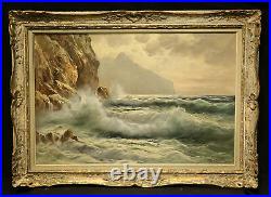 Ocean Mountain Seascape Oil Painting signed Guido Odierna (Italian, 1913-1991)