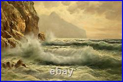 Ocean Mountain Seascape Oil Painting signed Guido Odierna (Italian, 1913-1991)