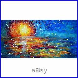 Ocean Sunset 48x24 Original Painting Large Canvas MAUI HAWAII Art Luiza Vizoli