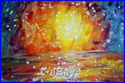 Ocean Sunset 48x24 Original Painting Large Canvas MAUI HAWAII Art Luiza Vizoli