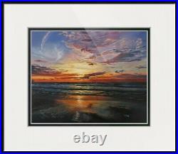Ocean sunset, Original Artwork oil painting on stretch canvas, seascape 16''x20
