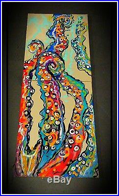Octopus Original Artist Oil On Canvas Signed Painting Style (Abstract / Afremov)