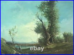 Oil On Canvas Of Landscape By Artist Toni Bordignon. Very Aged