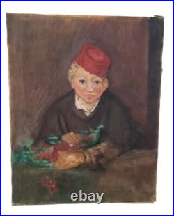 Oil On Canvas Painting The Boy With Cherries After Edouard Manet By Patricia