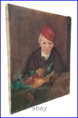 Oil On Canvas Painting The Boy With Cherries After Edouard Manet By Patricia