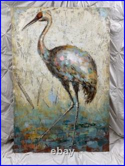 Oil On Canvas Painting of A Sandhill Crane Excellent Condition Unframed 24x36