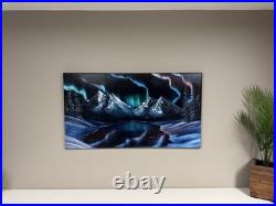 Oil Painting 20x36 Northern Lights, Aurora Borealis, Winter Mountain Lake