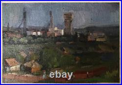 Oil Painting City View Unknown Artist Unframed Original Home Decor Art nAAA2084