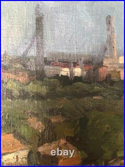 Oil Painting City View Unknown Artist Unframed Original Home Decor Art nAAA2084
