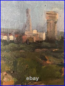 Oil Painting City View Unknown Artist Unframed Original Home Decor Art nAAA2084