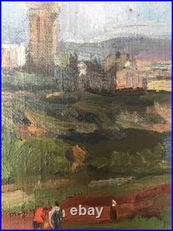 Oil Painting City View Unknown Artist Unframed Original Home Decor Art nAAA2084