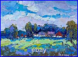 Oil Painting Edge Of The Village O. Kalenyuk Unframed Original Art nKalen1266