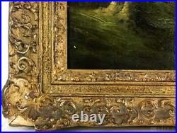 Oil Painting, Figural Landscape River Scene, 19th C. (1800s), Gorgeous, Antique