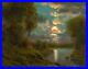 Oil-Painting-Landscape-Signed-Western-Vintage-Impressionist-Moon-Cloud-MAX-COLE-01-iqbx