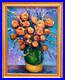 Oil-Painting-ORANGE-FLOWERS-IN-OLIVE-JAR-Vase-Original-Still-Life-Framed-Donalee-01-wrl