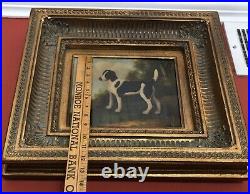 Oil Painting On Canvas, DOG BEAGLE ANIMAL BLACK/WHITE, Gold Frame, 20 X 18