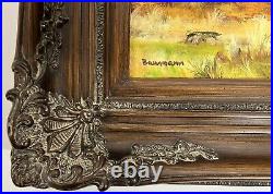 Oil on Canvas Fall Colors Landscape Painting Massive Ornate Wood Frame