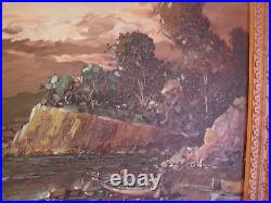 Oil on Canvas Painting Agnes Torrielli MOONLIGHT FISH VIL Signed 1967 36L