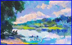 Oil painting Beach Ukrainian painter canvas Unframed original Decor landscape