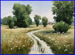 Oil painting Country landscape Original art On canvas Nature Countryside scene