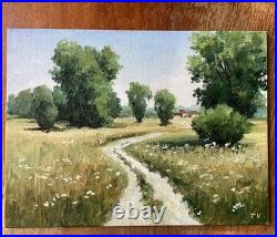Oil painting Country landscape Original art On canvas Nature Countryside scene