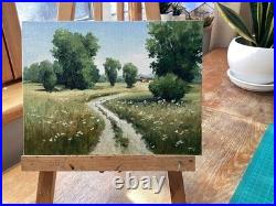 Oil painting Country landscape Original art On canvas Nature Countryside scene