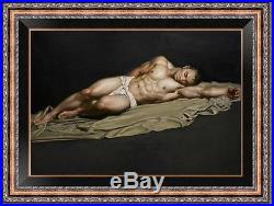 Oil painting Original art Portrait Chinese male nude on canvas 24x36