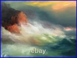 Oil painting on Canvas by Arthur Upelnieks Canvas Modern Art Storm at Sea Signed