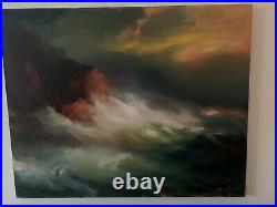 Oil painting on Canvas by Arthur Upelnieks Canvas Modern Art Storm at Sea Signed