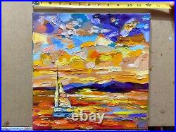 Oil painting on canvas ORIGINAL art Sailboat boat seascape ocean artwork 12x12