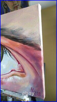 Oil painting on canvas hand painted original art with realistic brown eye