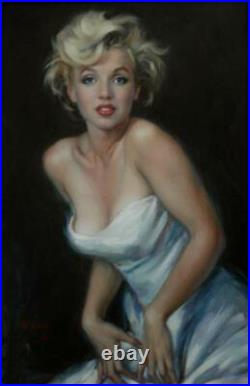 Oil painting original Art Impressionism Portrait Marilyn Monroe on canvas 24x36