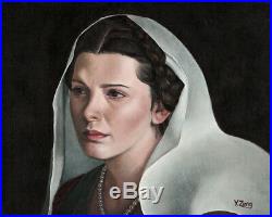Oil painting original female portrait on canvas panel, people 8×10